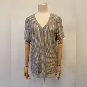 Armani Collezioni Gray Striped Short Sleeve Top NWT